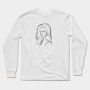 Woman Face Line Art Long Sleeve T-Shirt